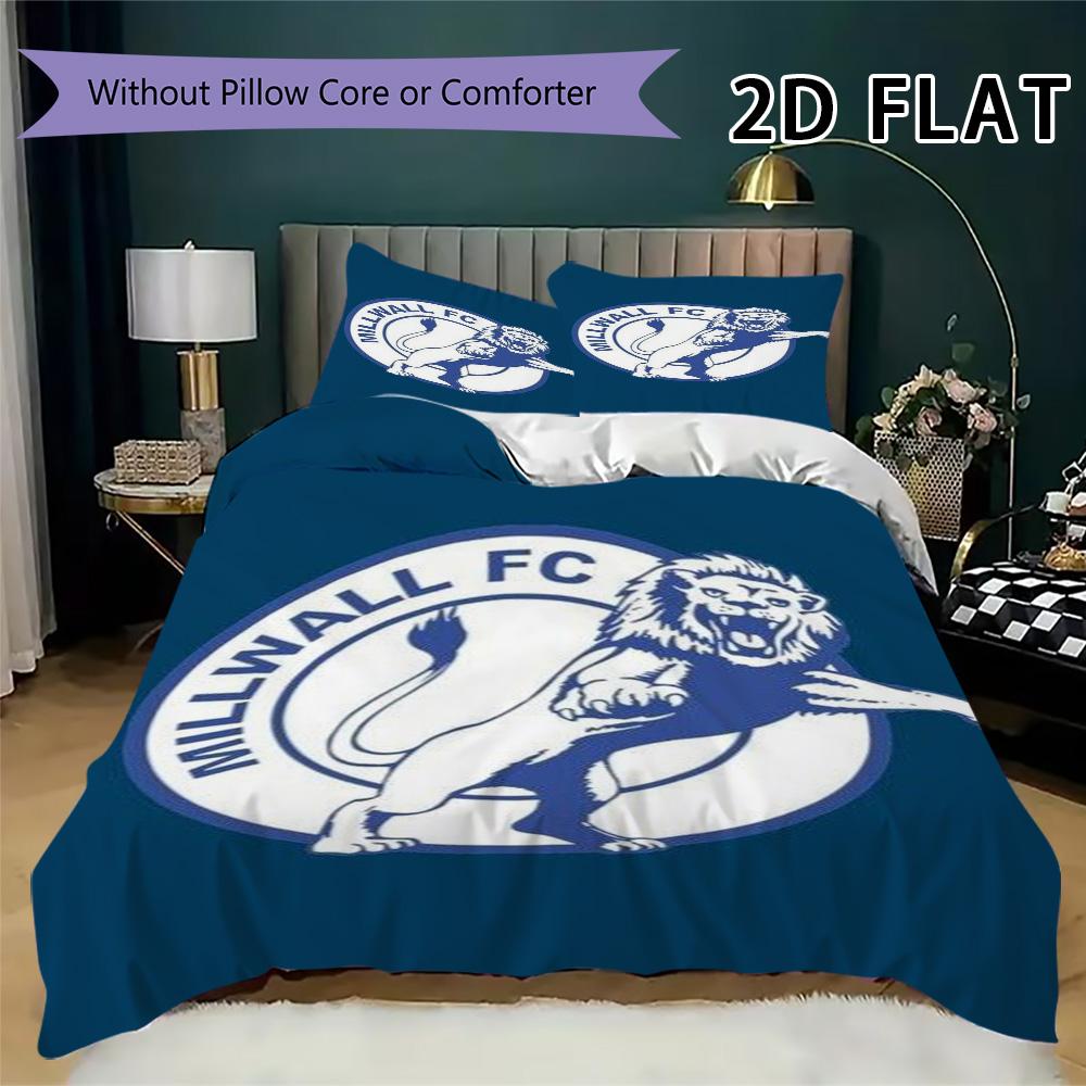 Millwall FC Set Copripiumino Trapuntato Coperta Trapuntata Federa Decorazione per la Casa Regalo di Compleanno (1 * copripiumino + 2 * federe senza imbottitura)