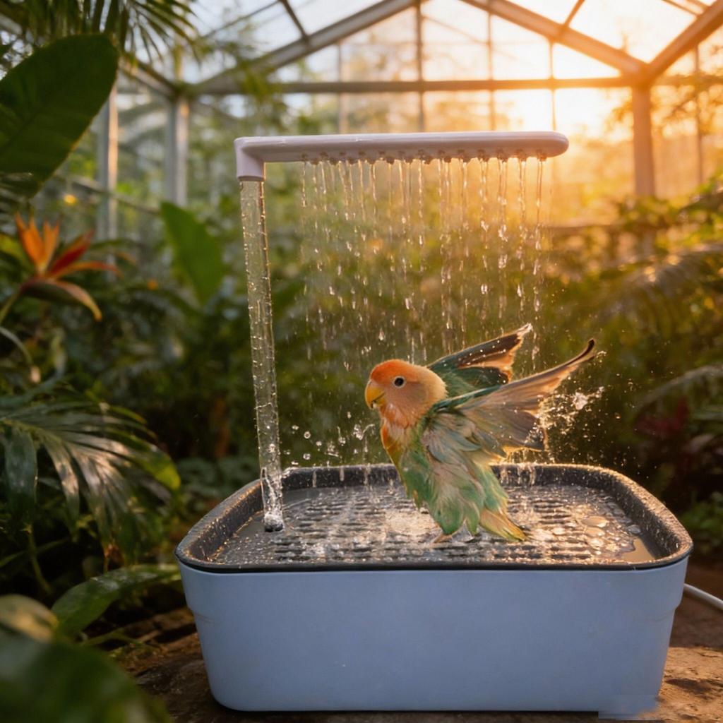 Articoli per animali domestici - Vaschetta da bagno per pappagalli - Acqua a circolazione automatica - Vaschetta da bagno elettrica - Stanza per la doccia per uccelli domestici