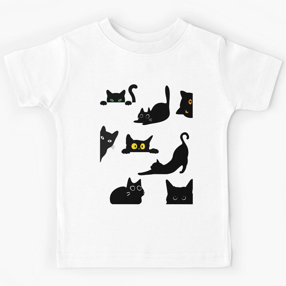 Black cats in different versions. Kids T-Shirt 170