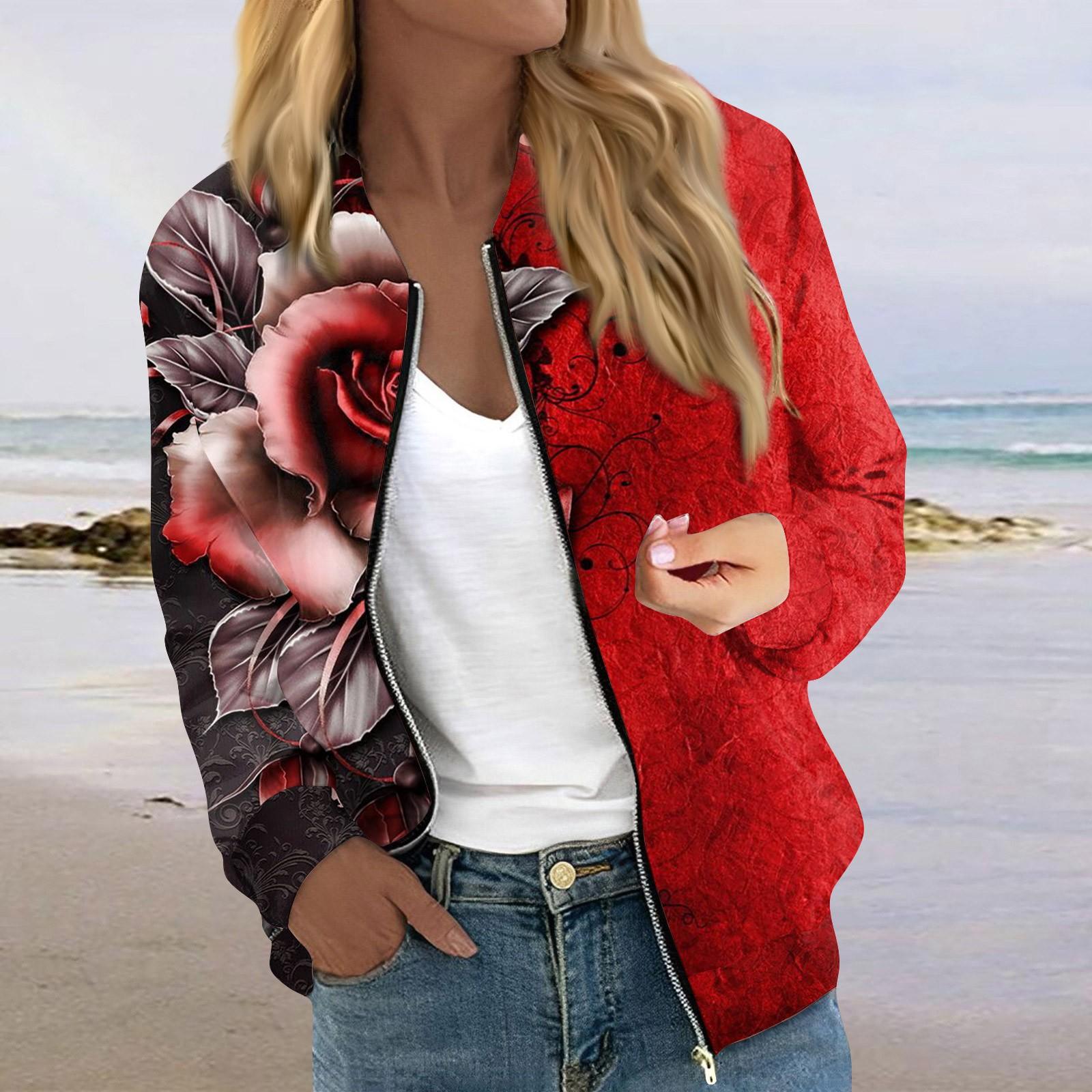 

Куртки для женщин, легкие укороченные куртки с длинным рукавом на молнии, модная верхняя одежда с принтом, повседневные стеганые куртки с карманами M