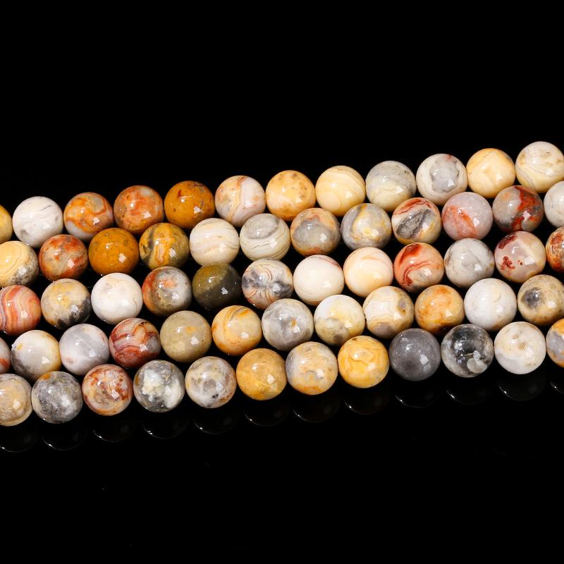 Natural Stone Crazy Lace Agate Bead Round Loose Spacer 4 6 8 10mm Beads For Jewelry Making Diy Necklace Bracelet Accessory 15"