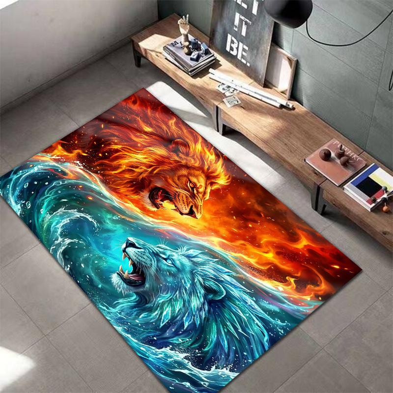 Flame Animal Blue Red Pattern Square Carpet,Area Rug,Carpet Rug for Living Room Bedroom Sofa Playroom Decor,Non-slip Floor Mat,Holiday Birthday Gifts