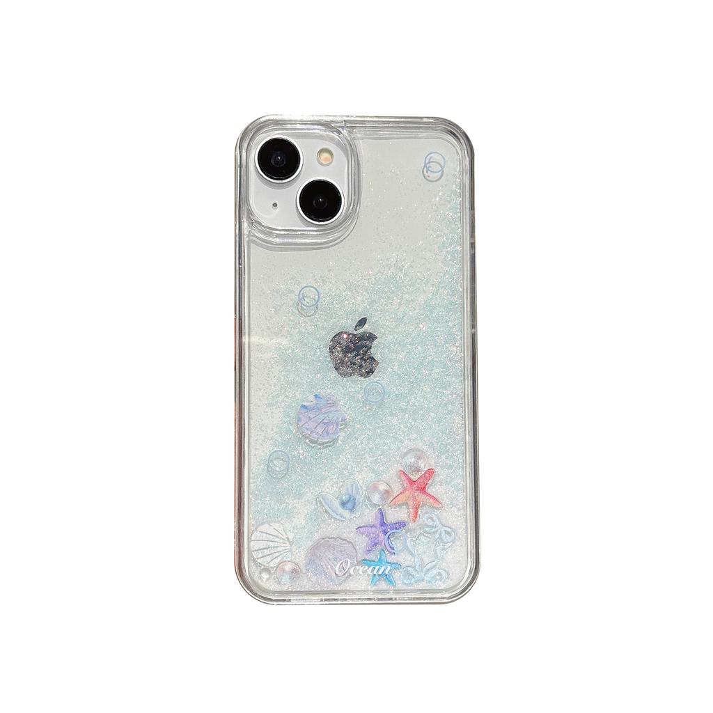 Dream Ocean Star Shell Compatible with iPhone 16 Pro Max Apple 15 Phone Case Liquid Sand 13/14 Transparent