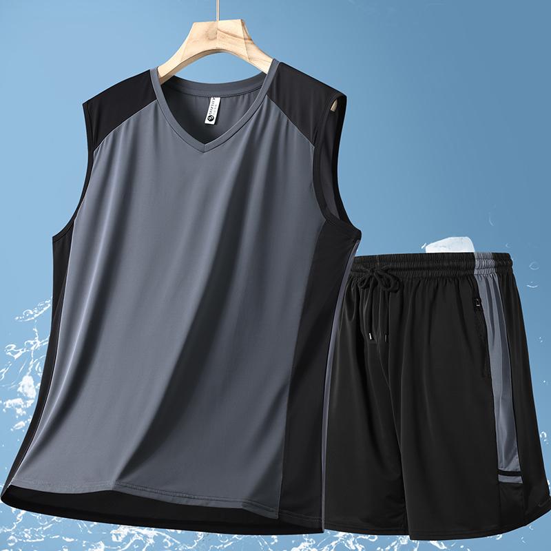 

Большие размеры 6XL-13XL Летние комплекты из 2 предметов Мужская футболка оверсайз Повседневный комплект шорт Летняя винтажная одежда 9XL(130kg-140kg) серый