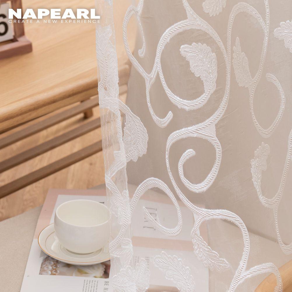 1PC NAPEARL Modern Elegant Flower Jacquard Sheer Tulle Window Curtain for Living Room Bedroom Home Decor