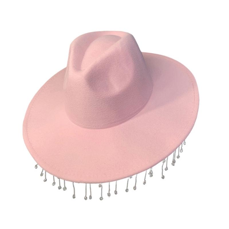 Bridal Cowboy Hat Glinting Tassels Western Cowgirl Hat for Women Girl Photo Props Shimmering Cowgirl Hats Party