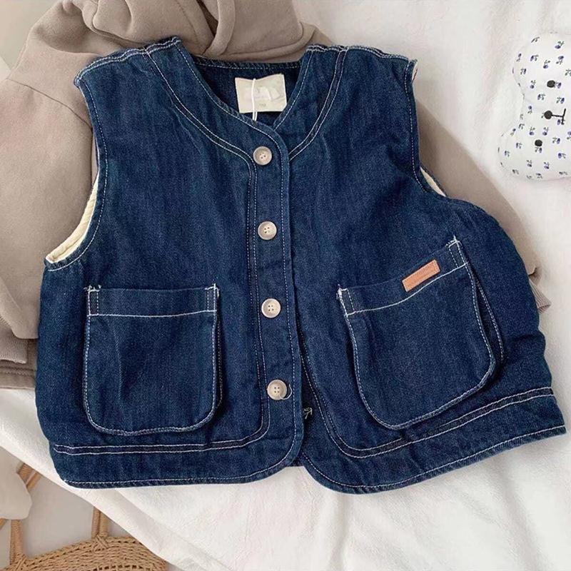 Children Winter Autumn Kid Vest Denim Waist Coat Baby Sleeveless Jackets Outwear Toddler Girls Boys