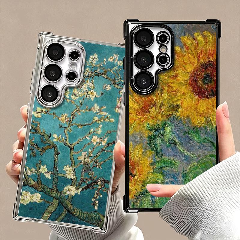 Van Gogh Oil Painting Aesthetics Plating Phone Case For Samsung Galaxy S24 S25 FE S26 Edge S23 Ultra S22 S21 Plus S20 Anti-Fall