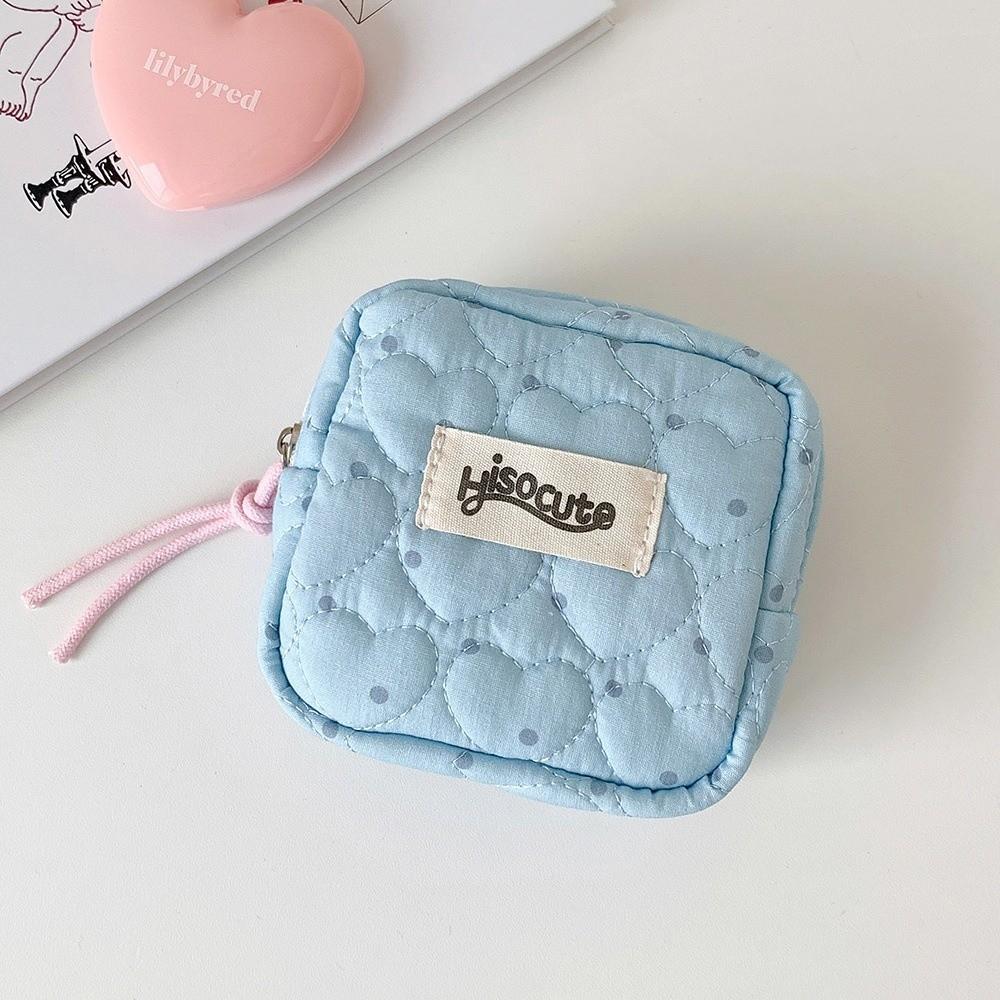

Polka Dot Cosmetic Bag Large Capacity Sanitary Napkin Storage Bag Small Lipstick Pouch Women Girl синий