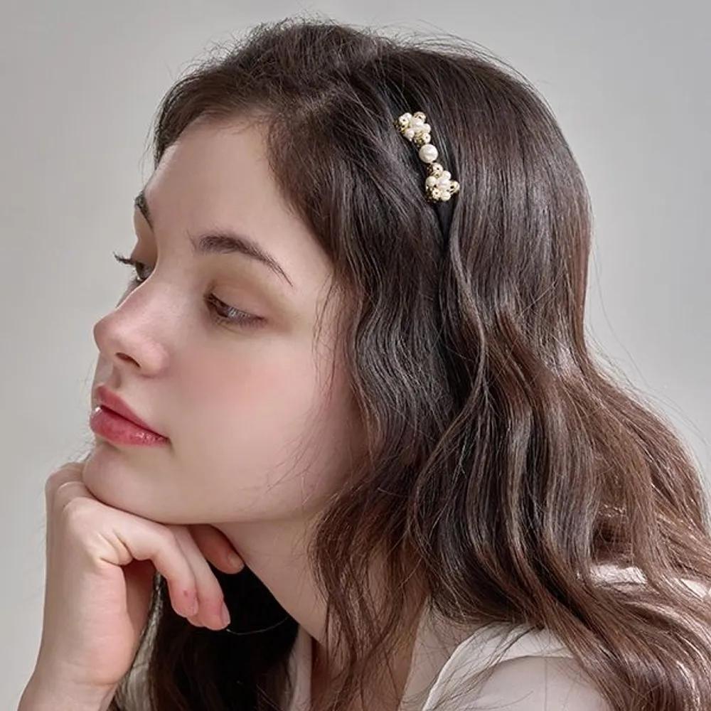 Mini Pearl Ribbon Hairband LFHB0468 Gold