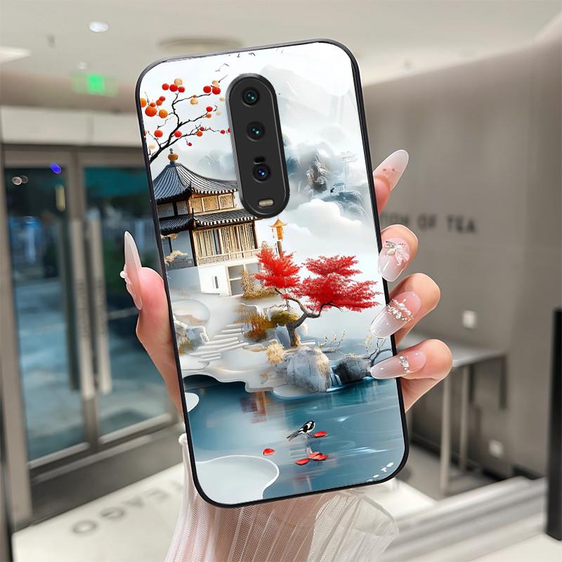 Cute Cartoon Cats Flower Case For Xiaomi Mi 9T Redmi K20 Pro Poco F2 Tempered Glass Phone Case Protective Back Cover Hard Shell