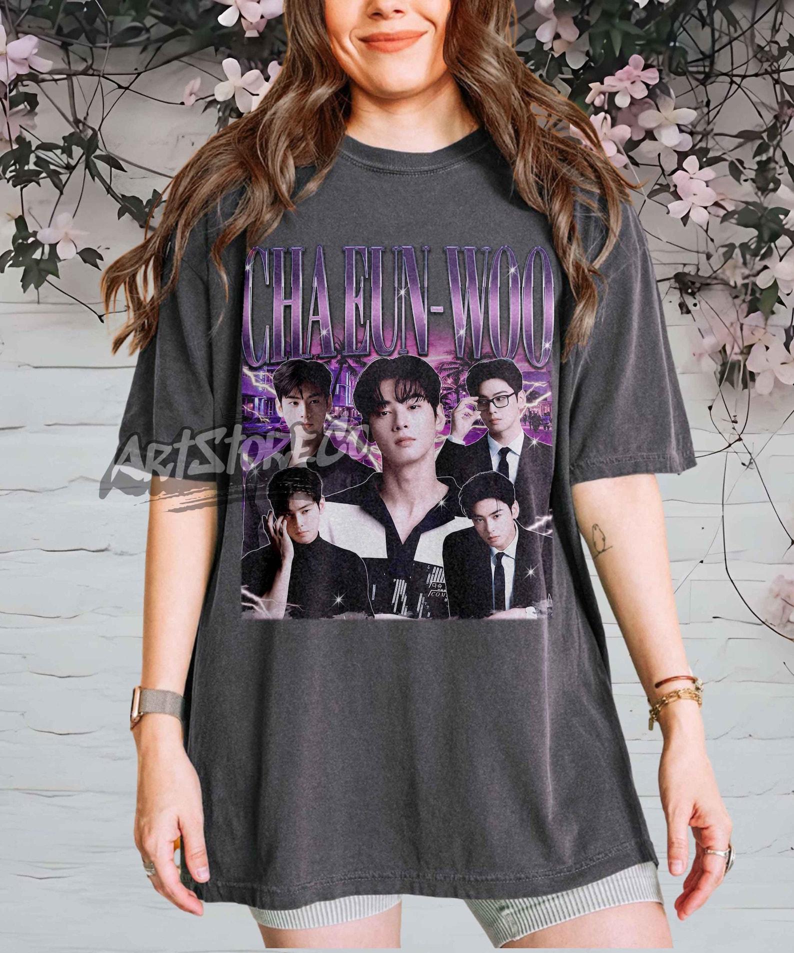 Cha Eun-Woo Retro Graphic T-Shirt, Vintage K-Pop Fan Apparel S