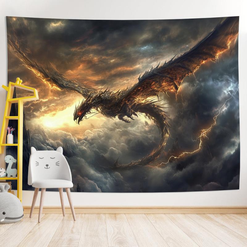 1 piece 2D flat dragon tapestry banner - perfect choice for living room bedroom and party decorations home decor wsj