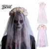 Halloween Headband Rose Headband Blood-Stained Veil Zombie Bride Headpiece One-Piece Design Ghost Accessory Breathable Mesh Hair Hoop for