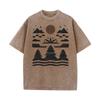 Mountain Outdoors Tree Washed T Shirt Leisure Discount Round Collar All Cotton Tops  Tees Washed Tshirts for Women Father Day