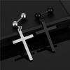 Stainless Steel Zircon Punk Cross Hoop Earrings Fashion Jewelry Crystal Dangle Earrings Tassel