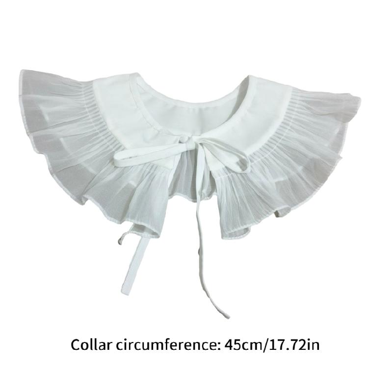 Ruffle Trim Lace Faux Collar Decorative Collar for Blouse Skirt Removable False Collar Adjustable Shawl All Matching