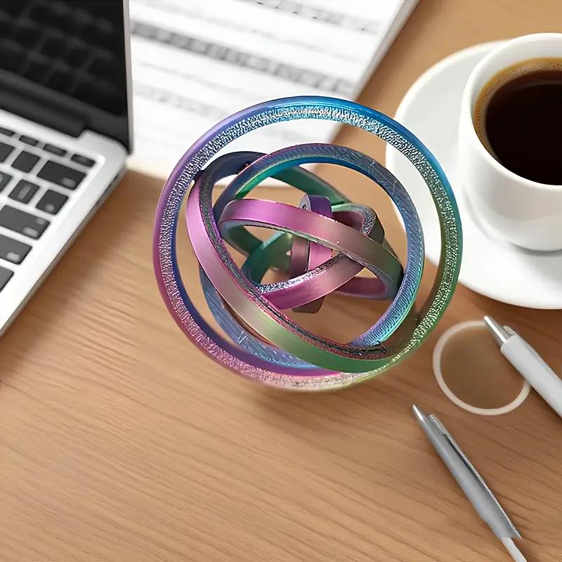 1PCS 3D Printed Decompression Rotating Fingertip Ring Interstellar Decompression Disk Spiral Polygonal Finger Ring Push-push Toy Ornaments