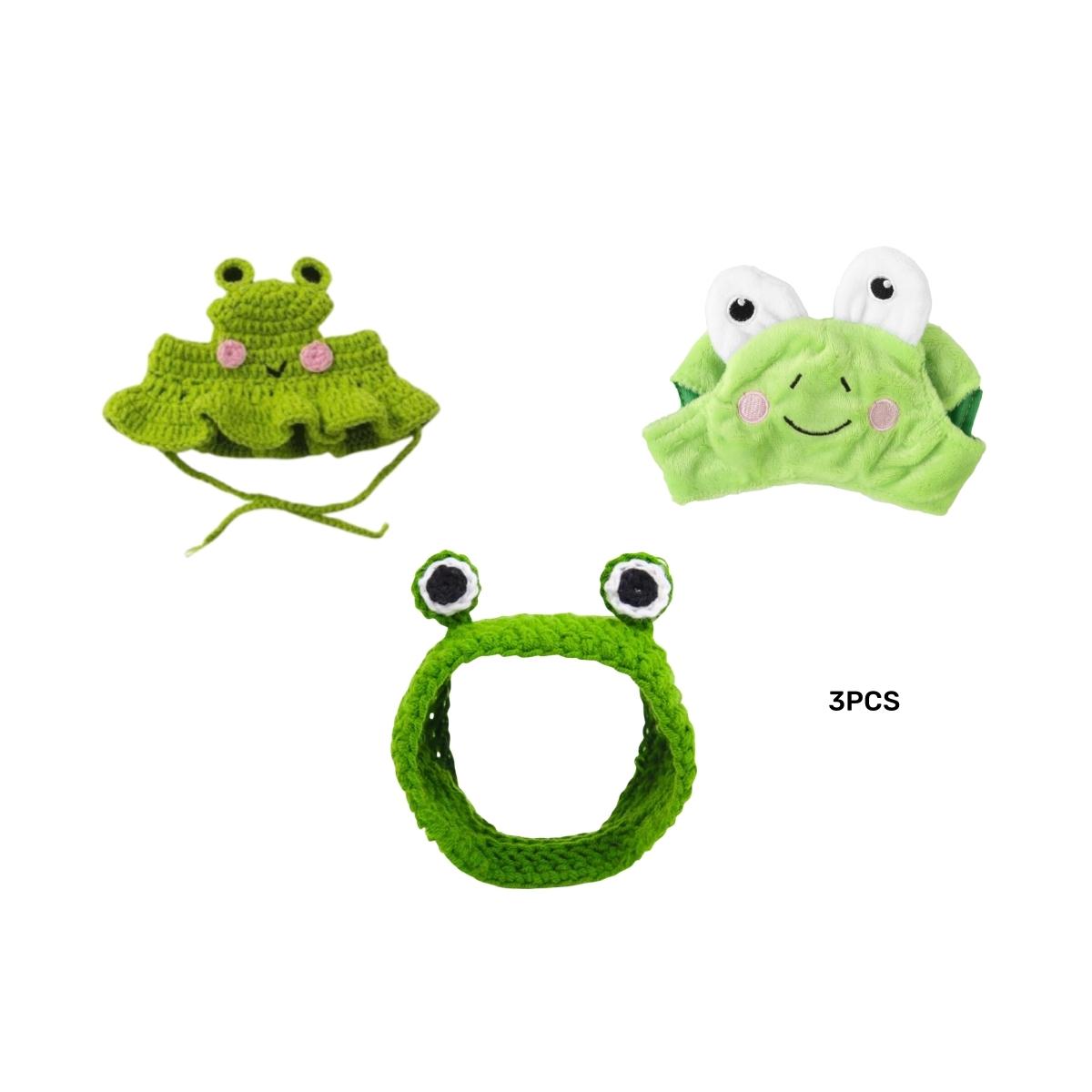 

3 предмета кошачьей шапки, кошачья одежда, шапка-лягушка с ушками, забавная кошачья шапка, подходящая для кошек и маленьких собак, котят, щенков, для вечеринок зелёный