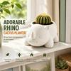 Decorative Animal Shape Planter Cute Rhinoceros Planter, 3D Printed Rhino Flower Pot, Indoor Micro Landscape Pot Plant for Succulents Cactus