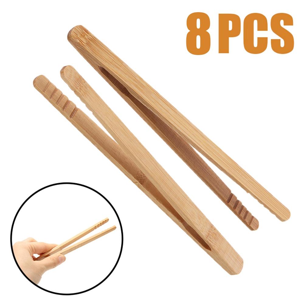 

Wooden 8pcs Bread Toast Bacon Pickles Bagel Teaware Tea Clips Toaster Tong Cooking Tool Kitchen