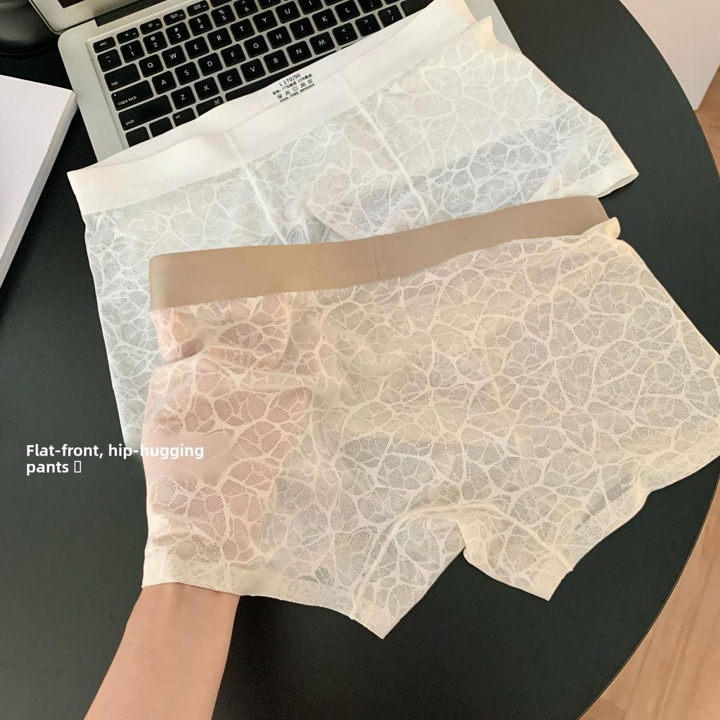 Herren Frühling und Sommer Eis Seide Nahtlos Transparent 10A Antibakteriell Mittelhoch Bund Flachwinkel Unterwäsche