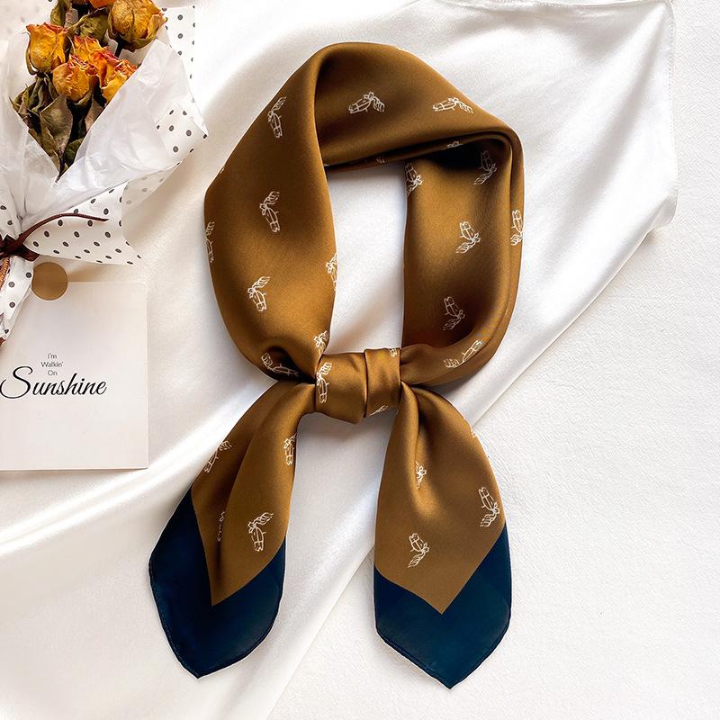 Fashion Square Fashion Foreign Style Small Silk Scarf Women'S Headband Decorative Scarf Dual-Purpose Small Square Scarf New Scarf
