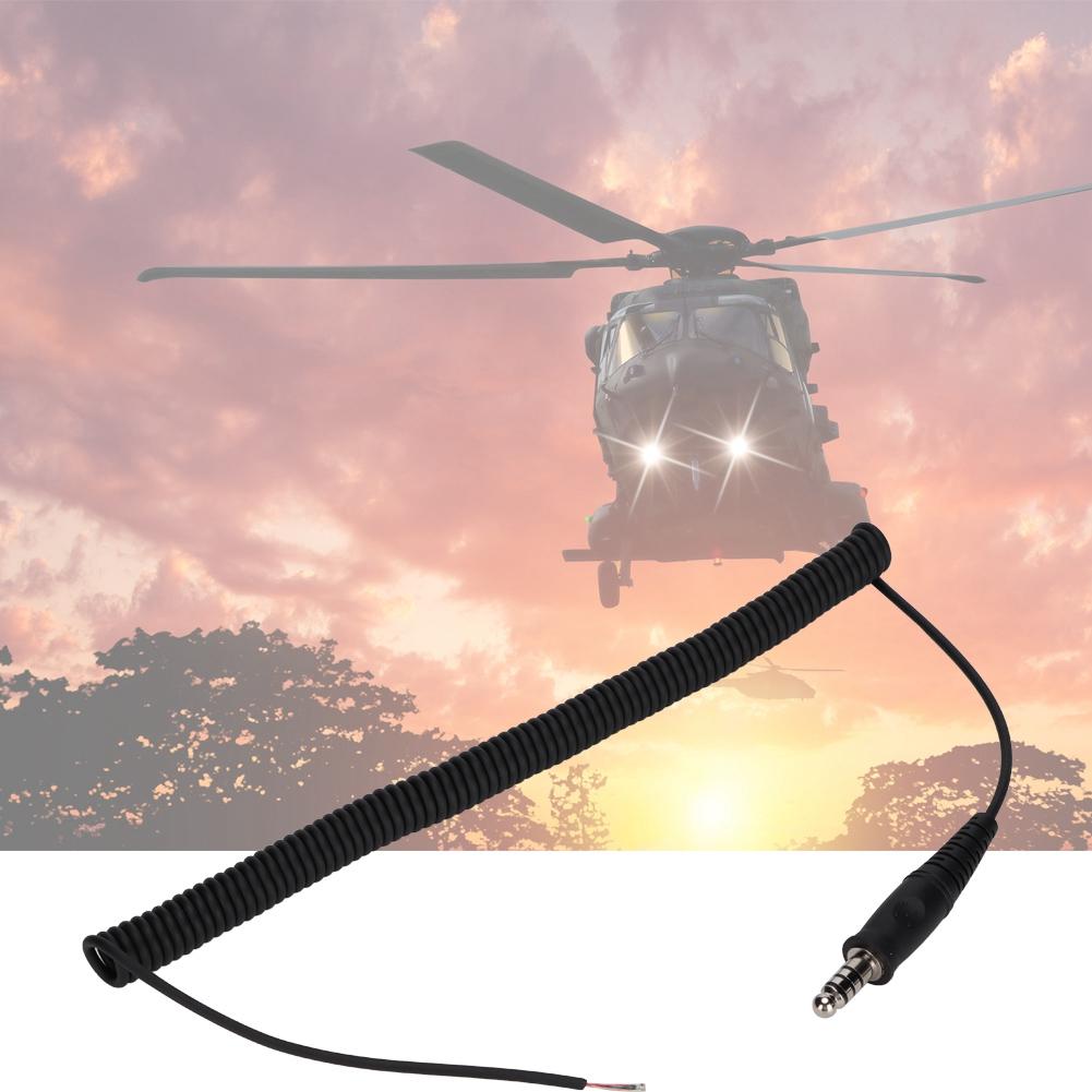 DIY Replacement Cable Spring Adapter Cord for Helicopter Headset U 174 U Military Connector