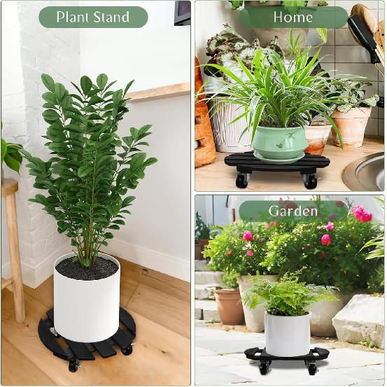 Подставка для растений PartyKindom на колесиках: Тележка для растений на колесиках, усиленная, деревянная, для перемещения цветочных горшков, круглая, 8 дюймов, передвижной держатель для горшков с