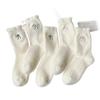 2025 Women's Autumn/Winter Imitation Mink Velvet Bow Embroidery Mid-Calf Socks - Warm, Comfortable Sleep and Home Socks