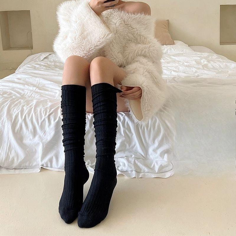 White Vertical Stripe Skinny Boot Insoles Japanese Fashion Knee High Shoe Pads Ladies Daily Wear