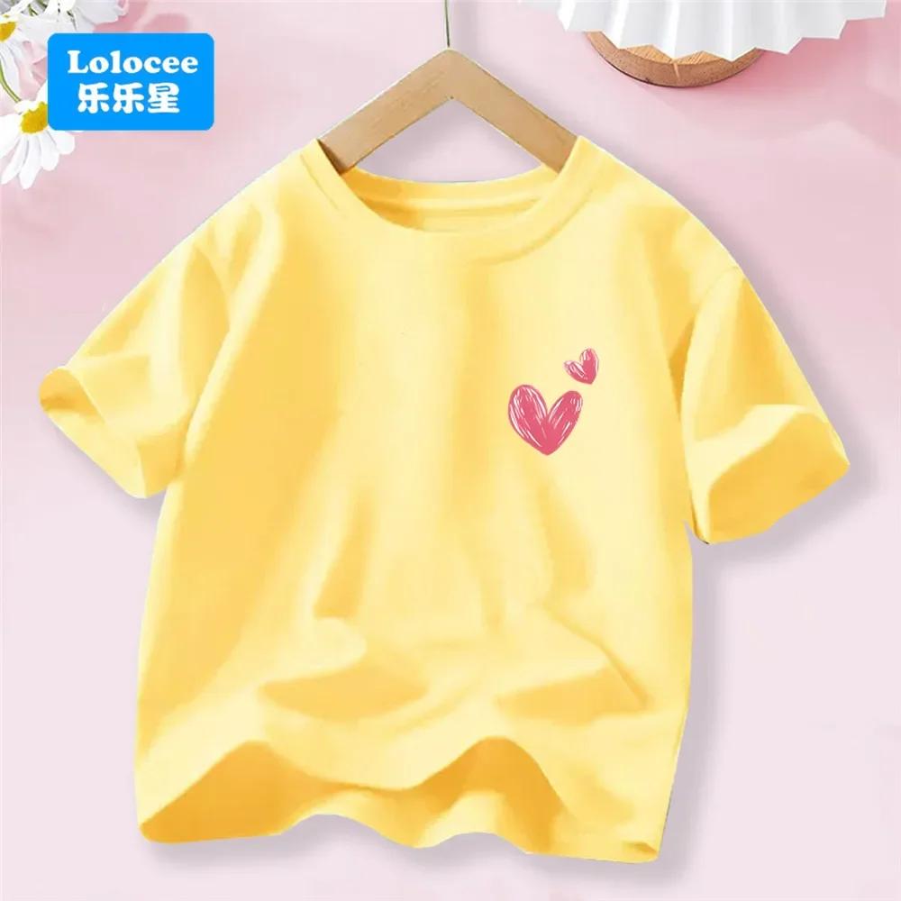 Sweet Heart Print T-Shirt Crew Neck Short Sleeve T-Shirt Casual Every Day Tops, Girls Clothing Fashion Teens Sport Clothes