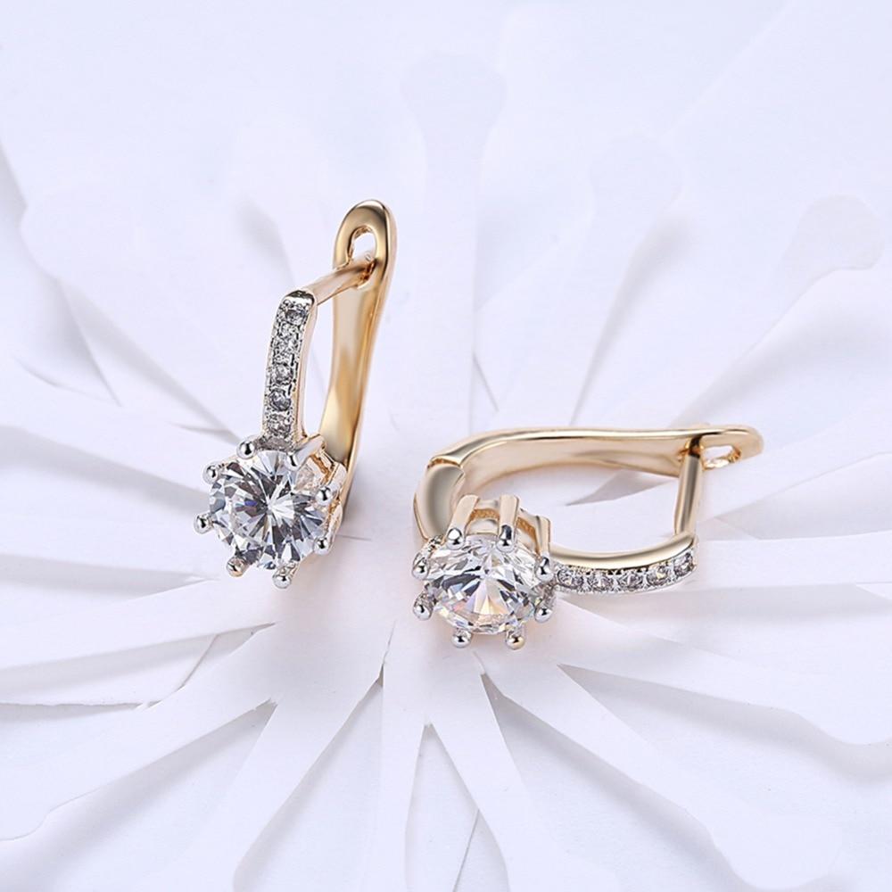 

Роскошные женские серьги-гвоздики с пряжкой из сине-белого кубического циркония, женские серьги из розового золота, женские украшения