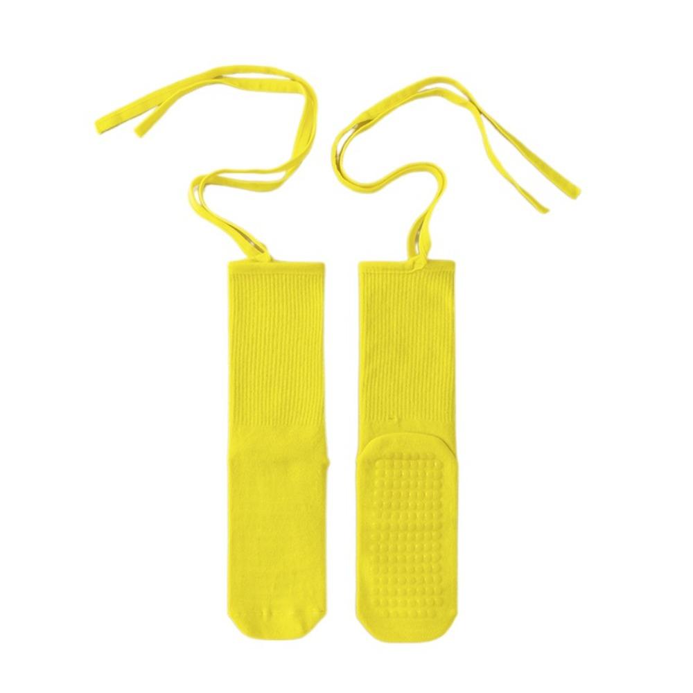 

Cotton Pilates Socks Women Mid-calf Mid Length Socks Colorful Lace-up Yoga Socks Pilates жёлтый