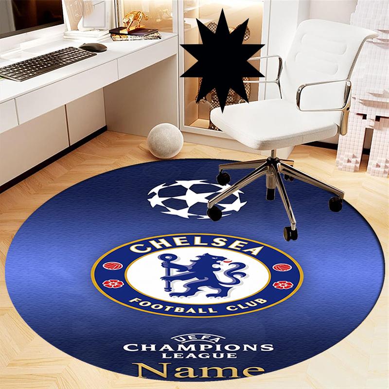 Custom Name Chelsea Football Club Printed Round Rug Carpet Chair Rug Area Rug Entryway Doormats,for Office Chair Living Room Bedroom Kitchen Room.