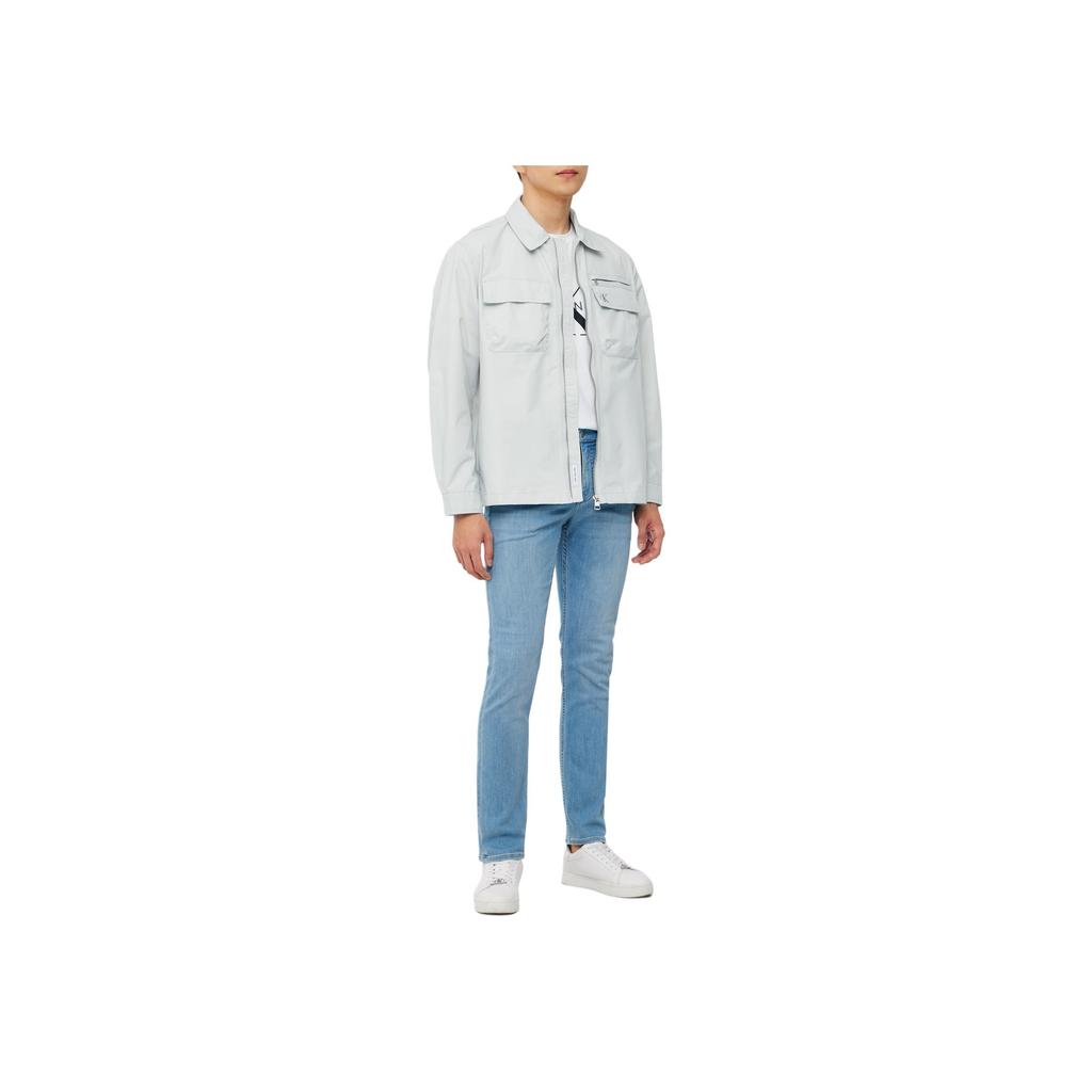 Calvin Klein Solid Color Minimalist Comfortable Pocket Long Sleeve Jacket Men Jackets White J325507-PC8
