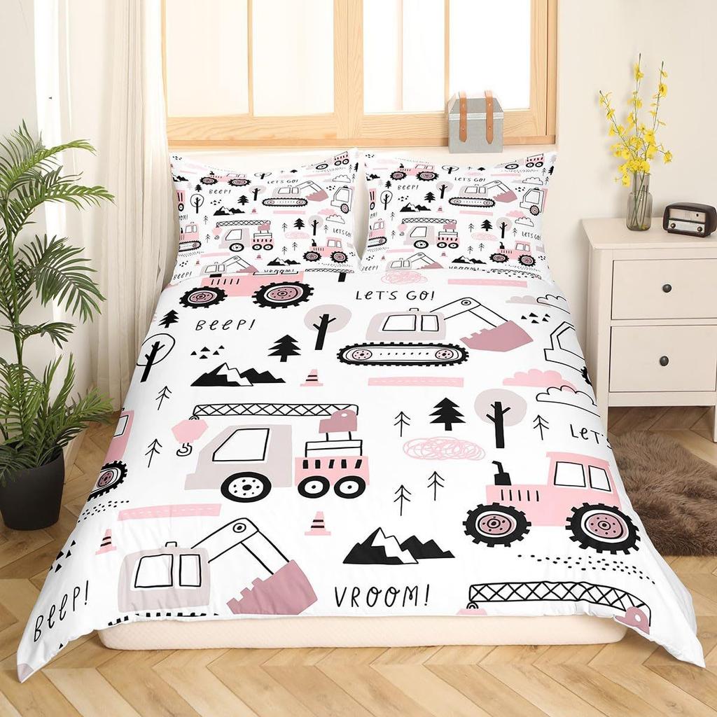 Automobile Construction Vehicle Duvet Set Bedding Set For Bedroom Three-Piece Set