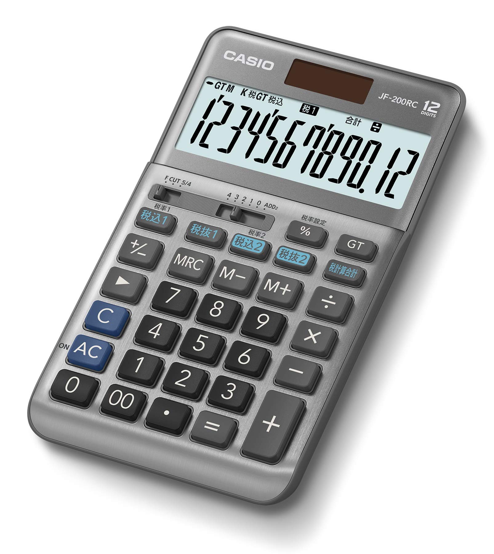 

Casio Reduced Tax Rate Tax Calculation Totaling Just Type Calculator, 12-Digit, Function, JF-200RC-N сірий колір