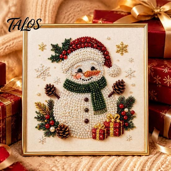 Decorative Holiday Artwork Xmas Faux Pearl Art Kit, DIY Santa Claus Painting Christmas 3D Bead for Adults Tree Reindeer Craft Set Adults, Home