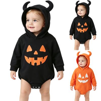 Halloween Baby-Strampler mit Kapuze, Langarm-Einteiler mit Aufdruck für Säuglinge und Kleinkinder