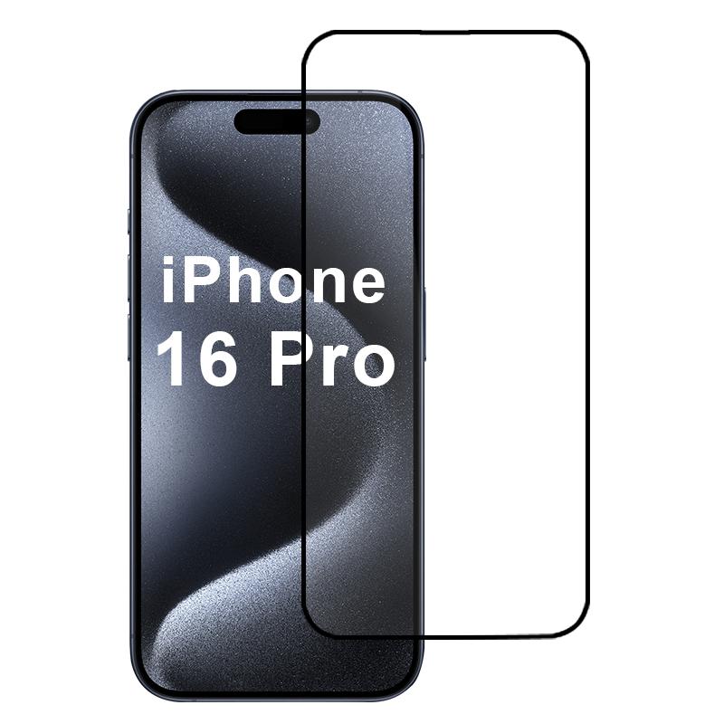 

Для iPhone 16 Pro 2.5D Захисне скло з шовкографією Високоалюмосилікатне скло Type A