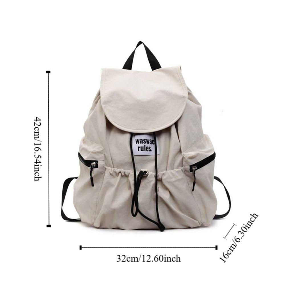 Solid Color Ruched Shoulder Bags Nylon Student Schoolbag Simple Drawsting Backpacks  Outdoor