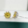 5a Blaugrüne Vermiculit-Ohrringe, 2 Karat, acht Krallenknospen, eingelegte Vermiculit-Blume, gelbe Diamant-Ohrringe