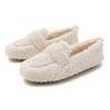 Mode Lammwoll-Mokassins Damen Lockiges Schafsfell Ballerinas Damen Warme Plüsch-Slipper Winter Baumwollschuhe Damen Pelzige Schneestiefel