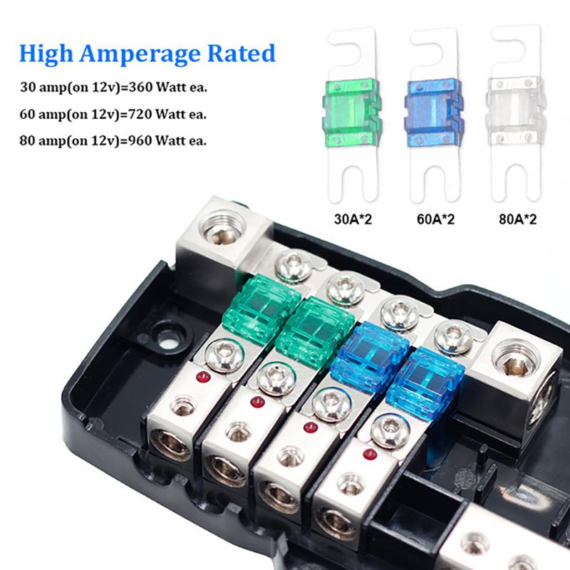 24V 12V 30A 60A Fuse Blade Box Splitter Block Dc Distribution Led Indicator Accessores For Car Player Audio Stereo Fuses Holder