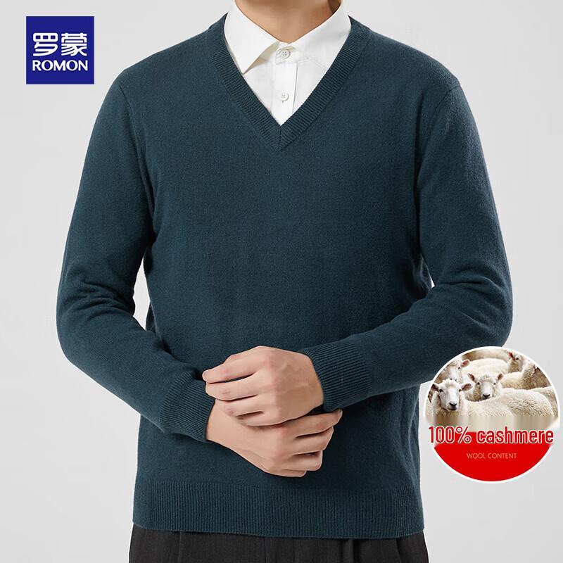 ROMON Men's 100% Pure Cashmere V-Neck Sweater