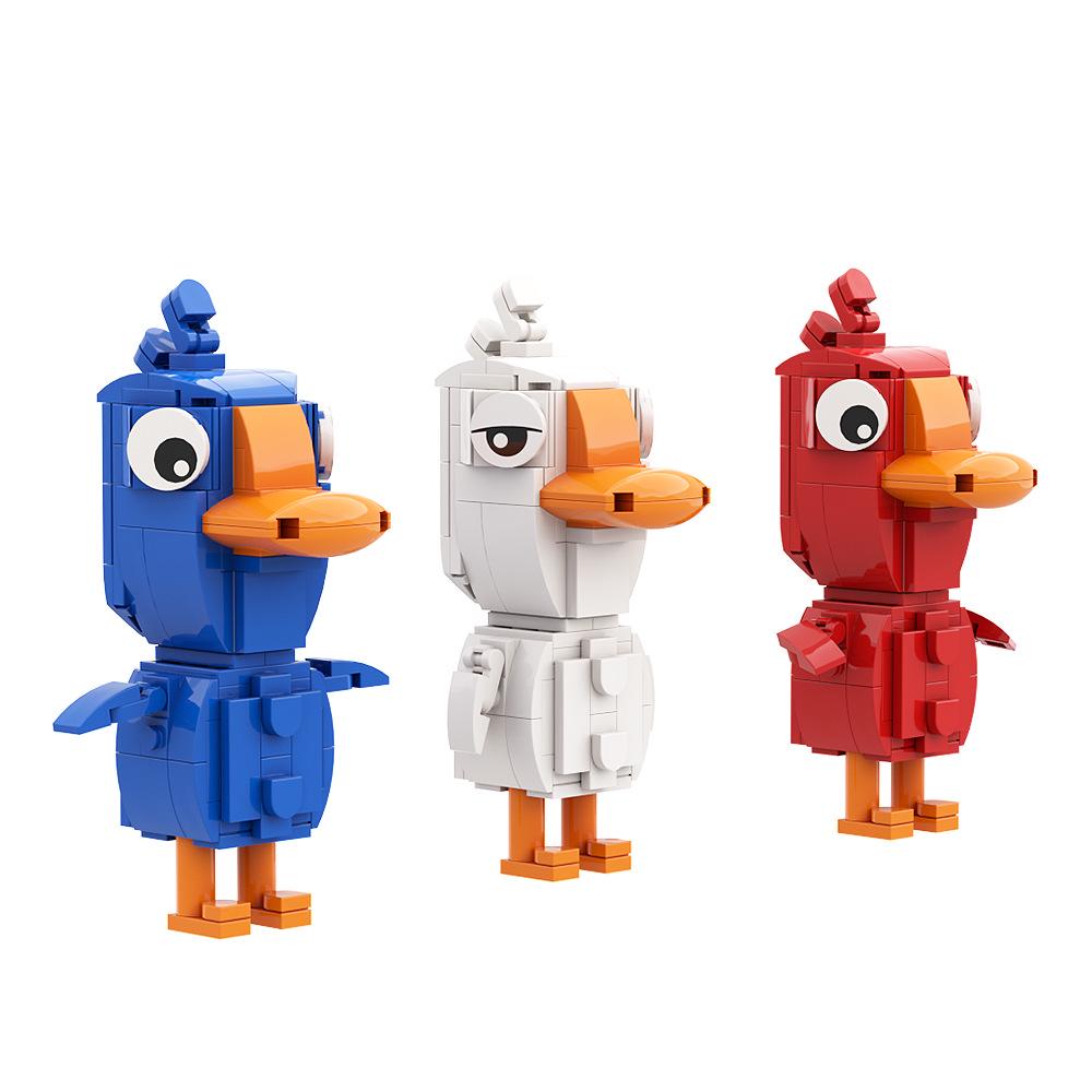 MOC Goose Goose Duck Building Blocks Toy - Blue, White, Red - Compatible with Lego Small Parts