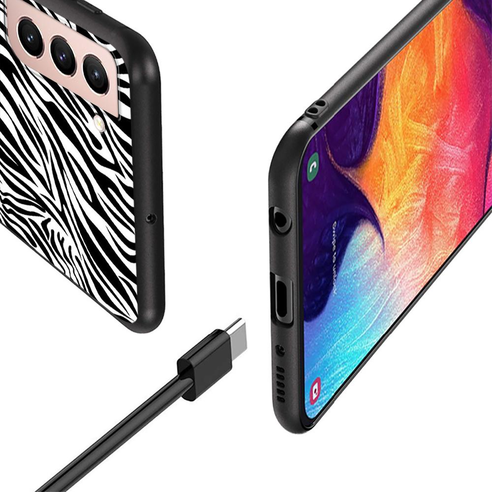 Zebra Stripe Print Case for Samsung Galaxy S22 Ultra Phone Cover S21 S20 FE S10 S9 S8 Plus S10e S7 Edge Black Soft Silicone