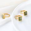 S925 Sterling Silber Temperamentvoller personalisierter natürlicher Hetian Jade Grüner Jade Ring Geometrisches einfaches Ornament für Frauen