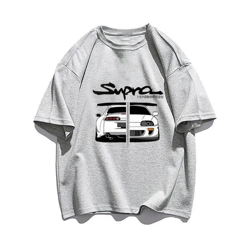 S-5XL Free Shipping Japanese Anime Car Print Cotton Unisex T-Shirts Summer Short Sleeve Graphic Women Fashion Streetwear T Shirts